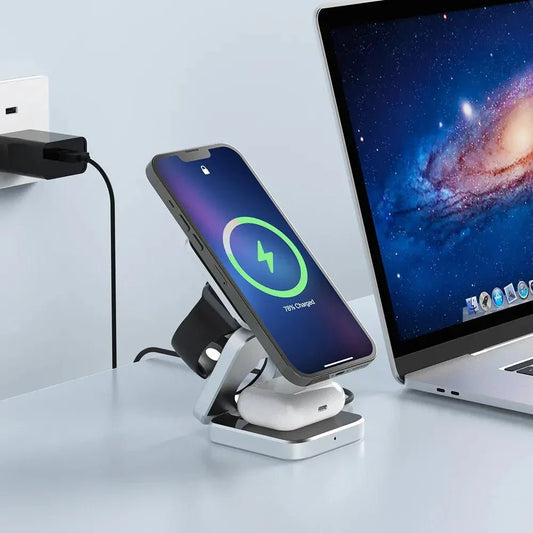 3-in-1 Wireless Charging Station – Phone, Watch & Earbuds Dock - The Electronics Place